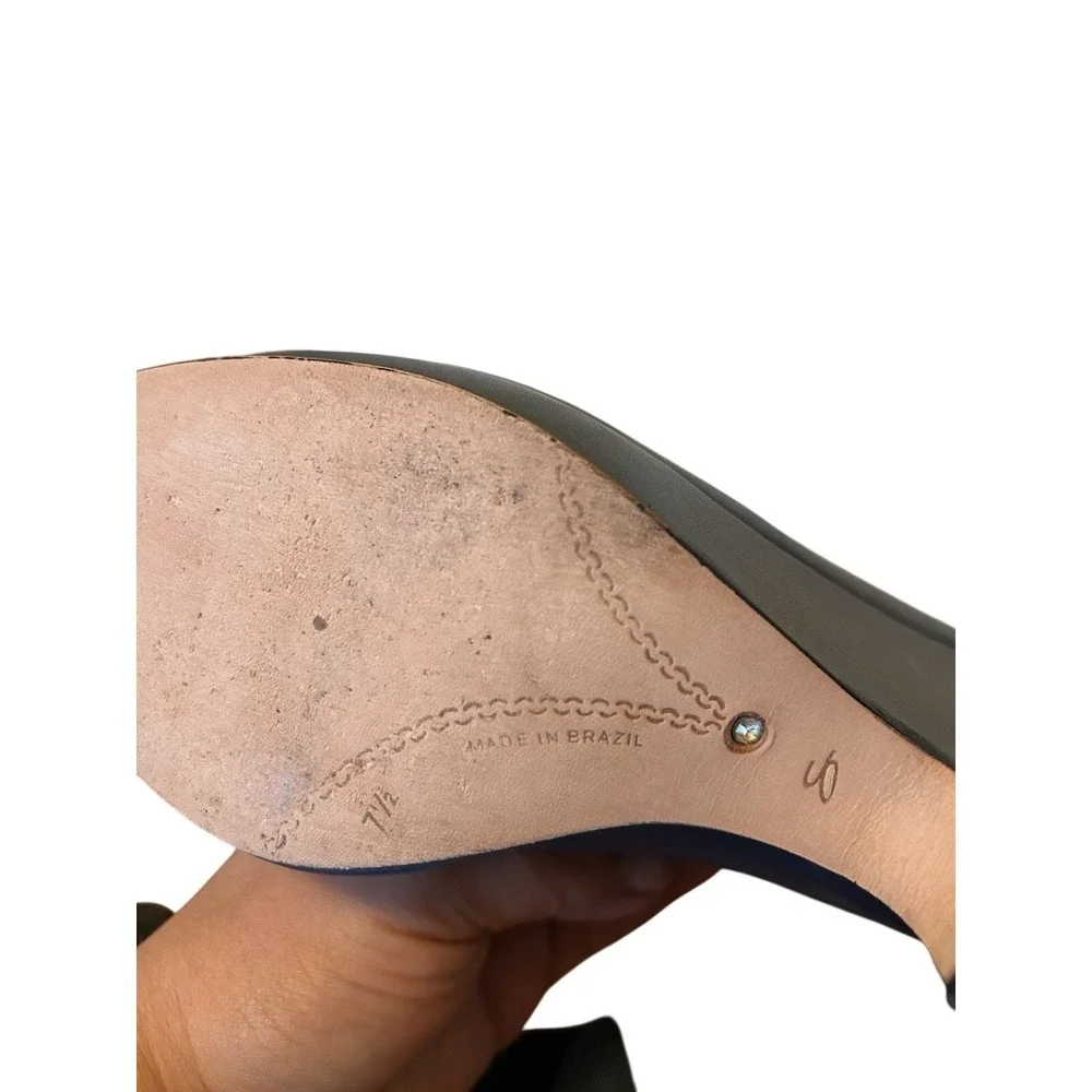 Corso Como Women's Leather Dodie Bow Tie Wedge Shoes Size‎ 7,5 Blue Comfortable